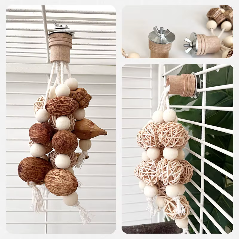 Natural Material Pet Parrot Toy Bird Swing Exercise Grinding Biting Wooden Toys Pet Parrot Macaw Hammock Bird Toy — image 3