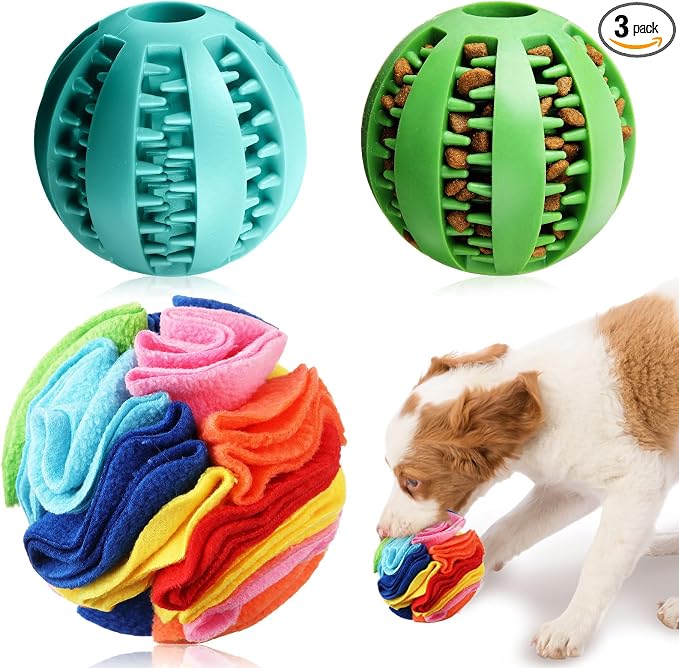 3-Piece Puppy Chew & Snuffle Toy Set With Treat Balls, Interactive Foraging Training Toys For Small And Medium Dogs — image 1