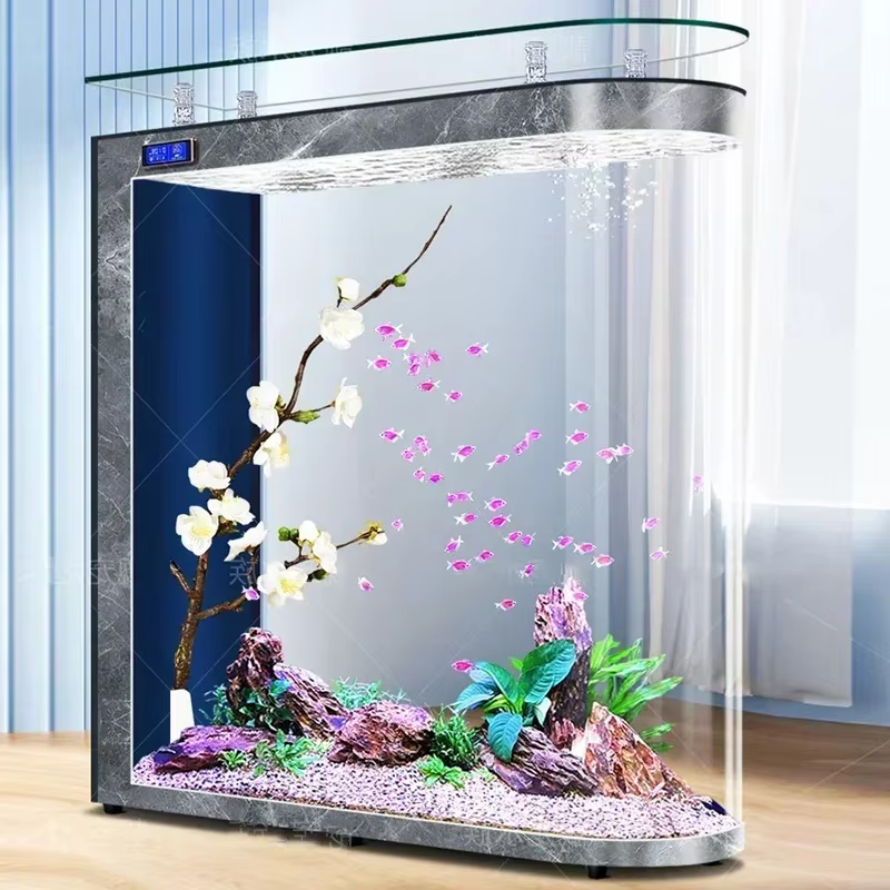 Pared de acuario de vidrio de suelo a techo para salón, partición de pantalla de peces grande y mediana, filtro automático de circulación de agua — imagen 5