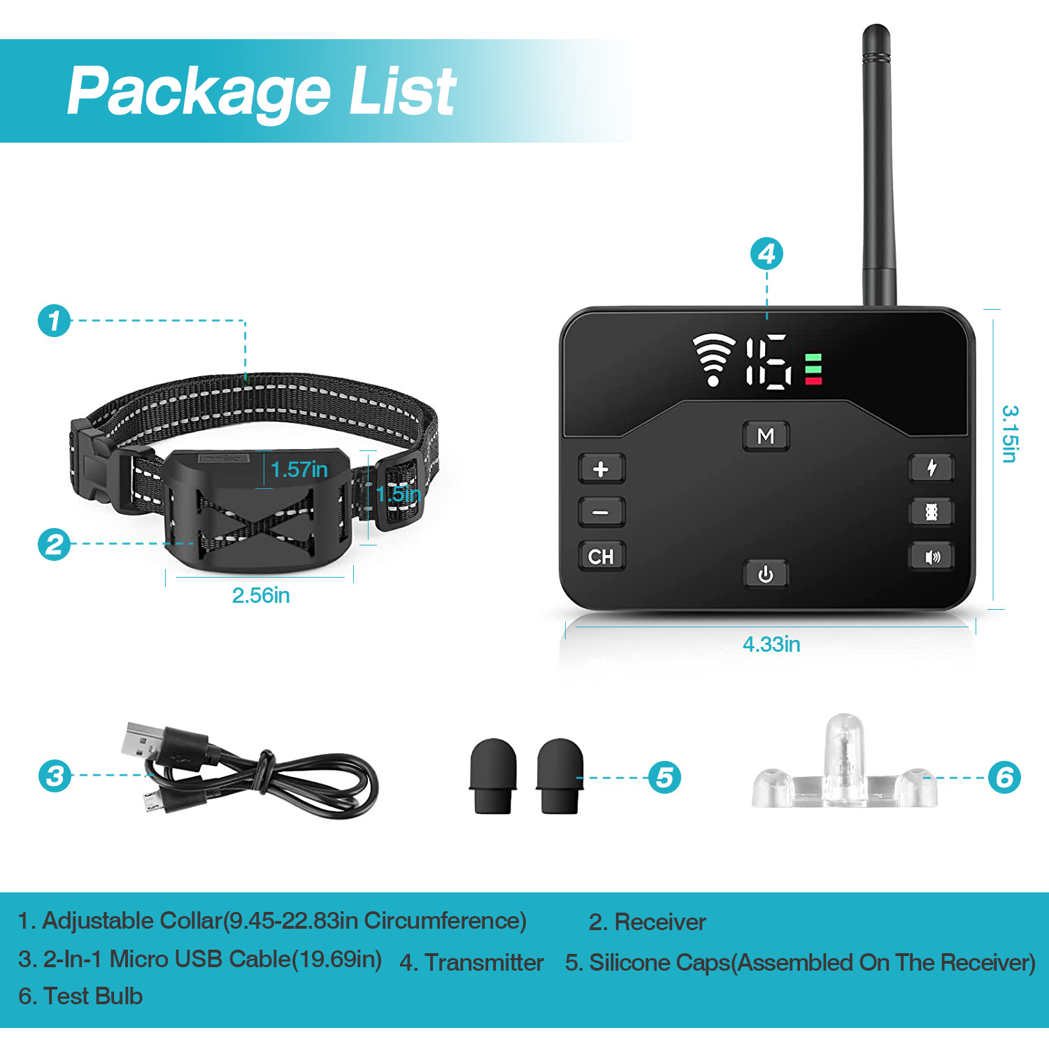 Cerca Eléctrica Inalámbrica para Perros 2 en 1 a Prueba de Agua, Sistema de Contención con Descarga para Mascotas, Collar de Entrenamiento Eléctrico con 2 Collares Receptores Para Perros Pequeños, Medianos y Grandes — imagen 2