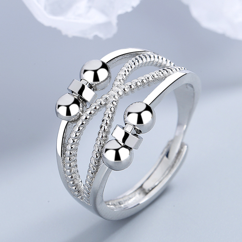 Rotatable Ring With Open Design Fashion Double-layered Hollow Line Anxiety Relief Rings For Women — image 6