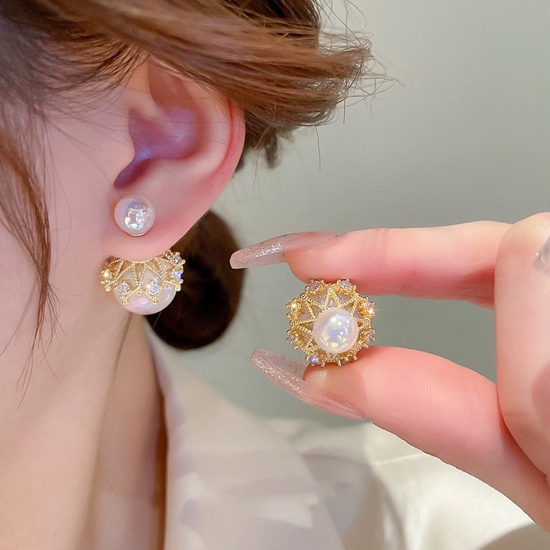 Mermaid Princess Pearl Double Sided Earrings Fashionable Light Luxury Style Earrings Temperament Versatile Shu Earrings — image 5