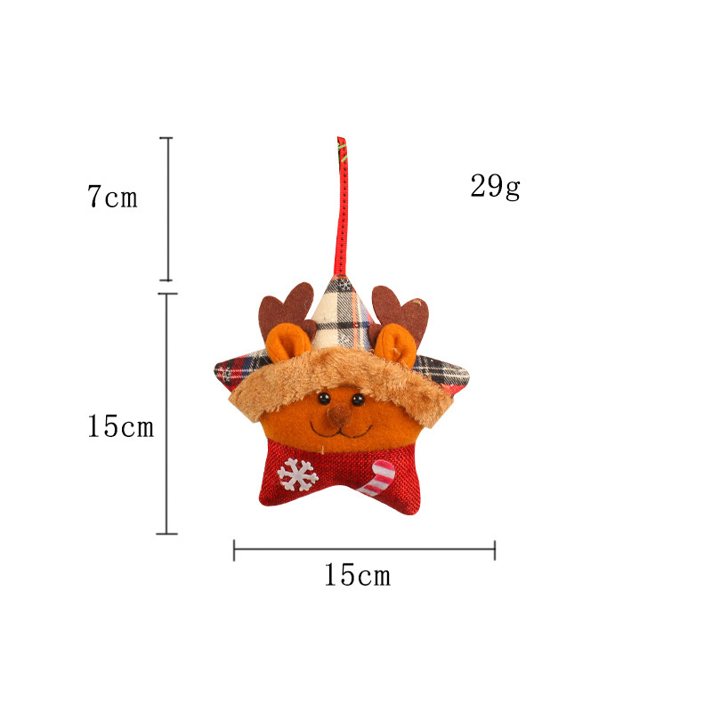 Santa Claus Elk Christmas Tree Decoration Creative Plush Christmas Five Star Doll Pendant — image 5