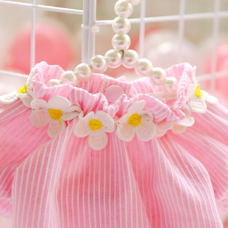 Pet Dog Clothes Cat Spring and Summer New Teddy Bichon Striped Frangipani Cardigan Leisure and Comfortable Flower Dog Clothes — image 5
