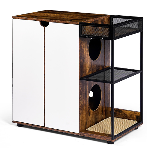 Caja de Arena Encerrada para 2 Gatos. Mobiliario de Caja de Arena para Gatos, Casas de Arena Selladas, Armario de Mobiliario para Gatos, Marrón Rustico — imagen 10