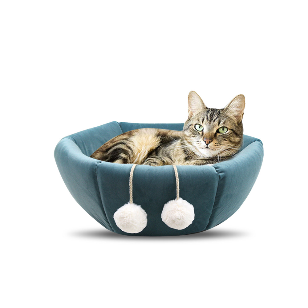 Caja de Pescado Acogedora para Perros y Gatos con Lona de Veludo Frío para Dormir Invernal — imagen 3