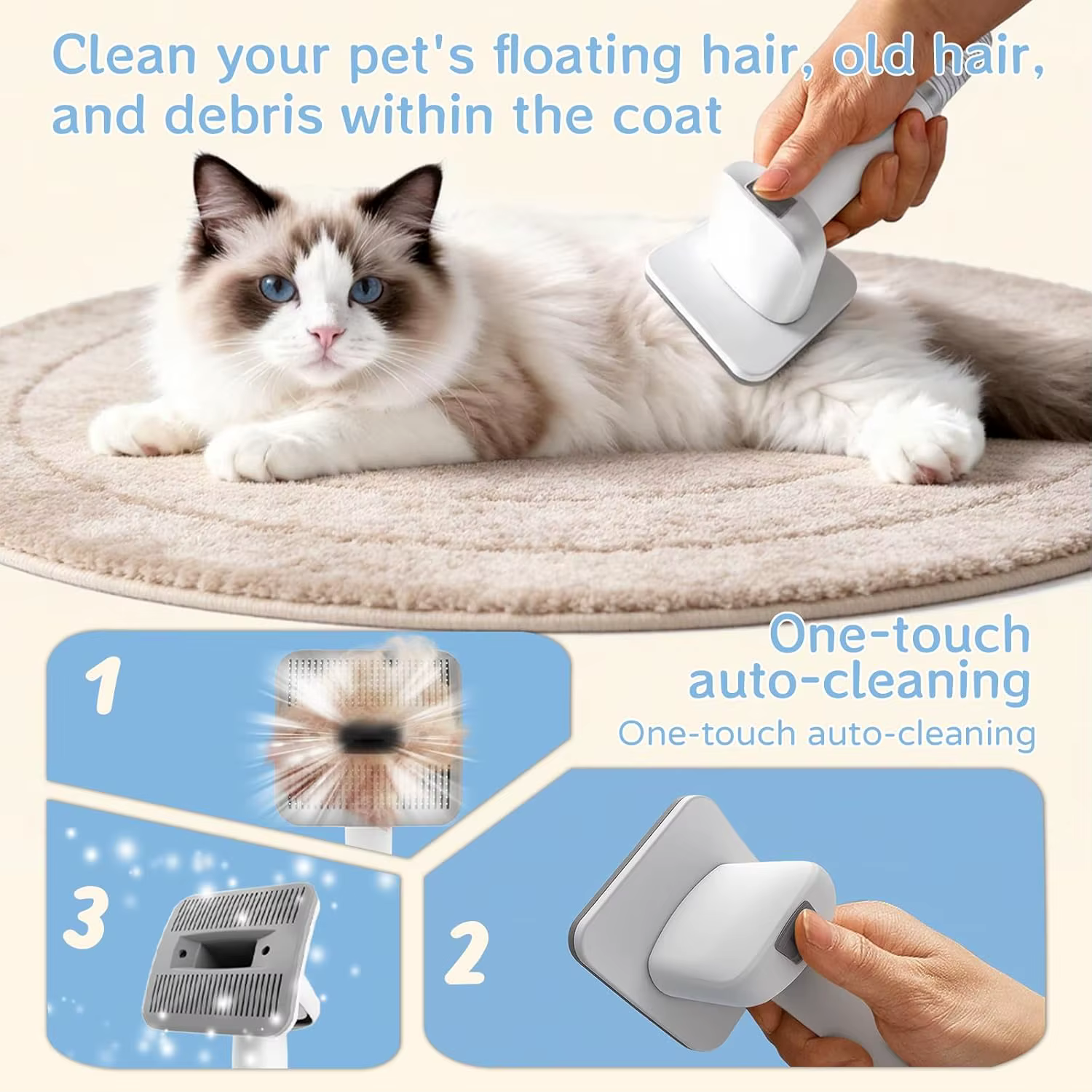 Dog Grooming Vacuum Kit 7 in 1, Cat & Dog Hair Vacuum Brush for Shedding - Includes Rollers, Deshedding Mitts, Nail & Paw Trimmer — image 6