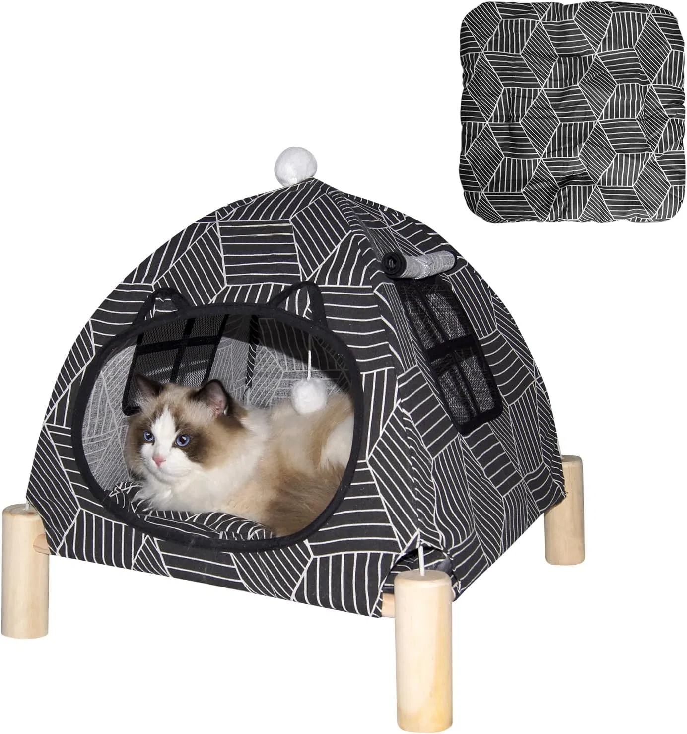 Tenda Portátil para Gatos - Colchón de Interior Fácil de Enrollar para Gatos y Pequeños Perros, Almohada Limpiable, Escondite Cómodo para Kitten y Adultos — imagen 1