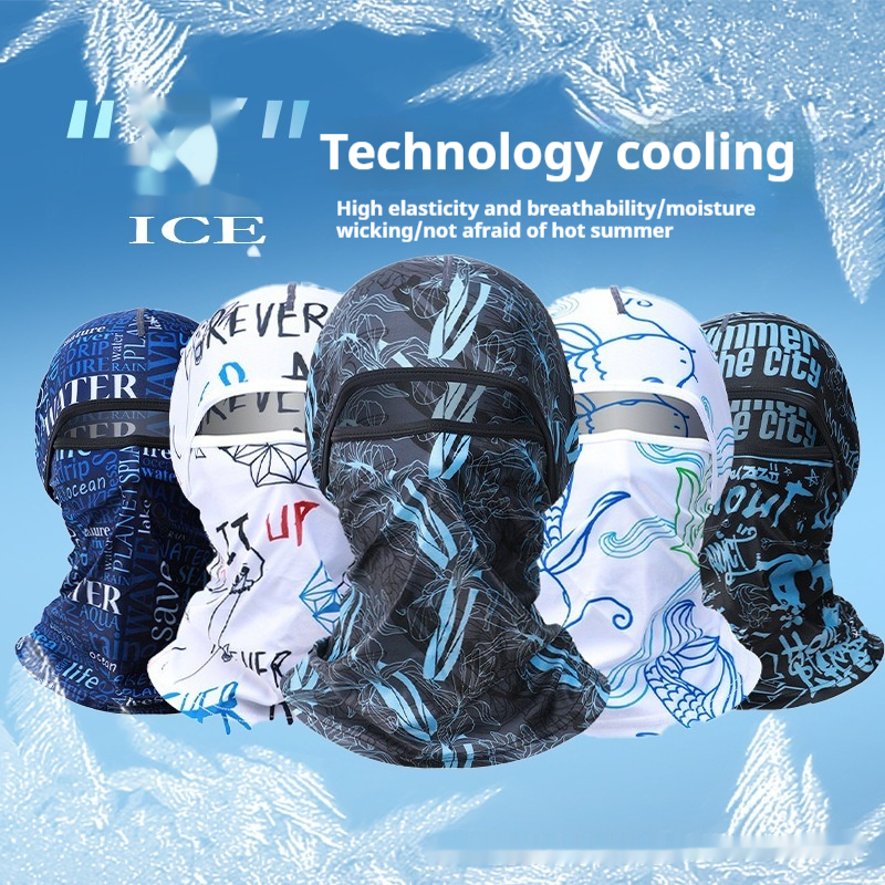 Summer Ice Silk Sun Protection Mask Men's Head Cover Full Face Fishing Sun Protection Scarf — image 1