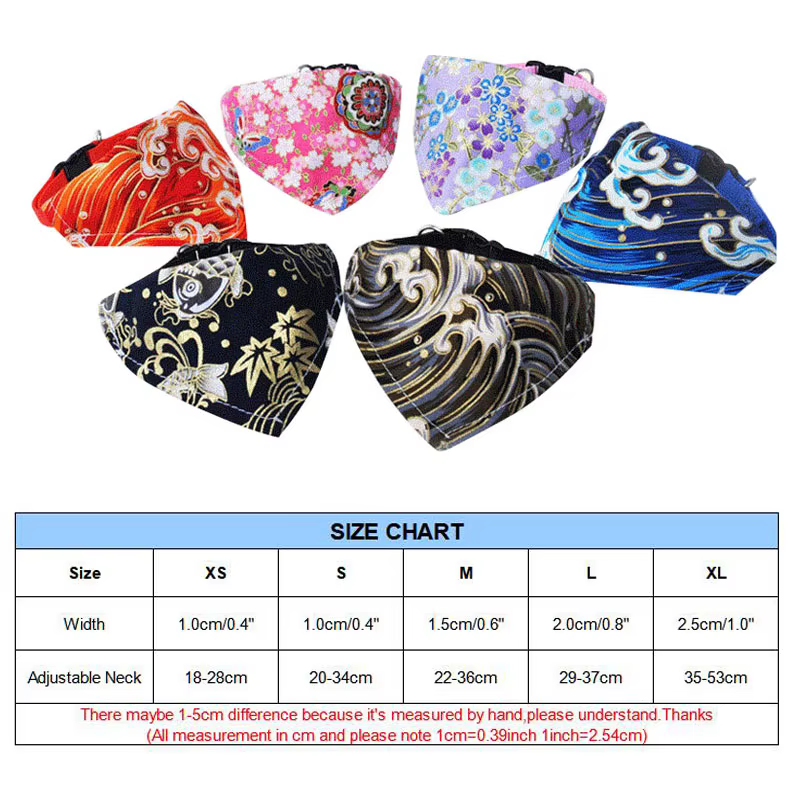 Pawstrip 6 Patterns Pet Dog Bandana Adjustable Small Dog Collar Scarf Soft Cotton Linen Cat Collar XS-XL — image 5