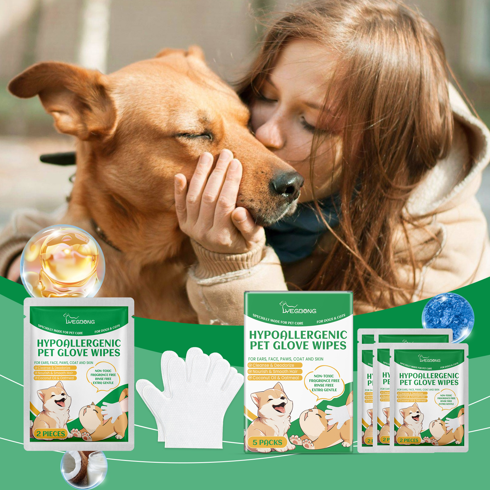 Pet Disposable Cleaning Gloves Dog Cat Hair And Skin Gentle Cleaning Care Gloves — image 4