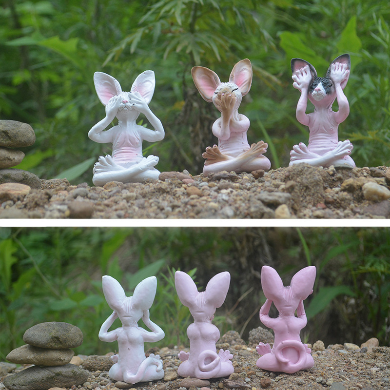 New Resin Crafts Fashion Trend Don't Look, Don't Listen, Don't Talk, Meditate, Kitten, Creative Home Decoration — image 2