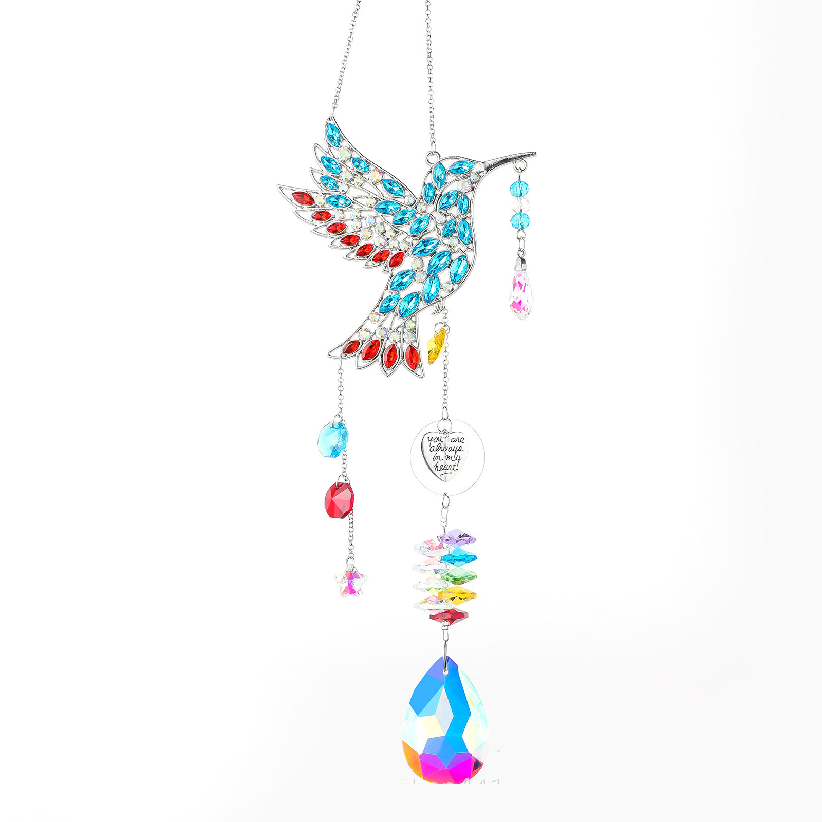 Hummingbird Crystal Sunshine Catcher Courtyard Wind Chime Mesh Leaf Pendant — image 5