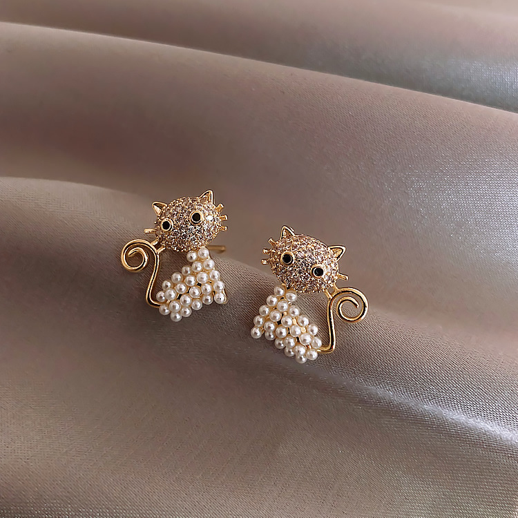 Pulseras de Perlas para Gatos - Accesorios de Moda Nuevos para Mujer en Plata con Temperamento Coreano Rojo — imagen 2