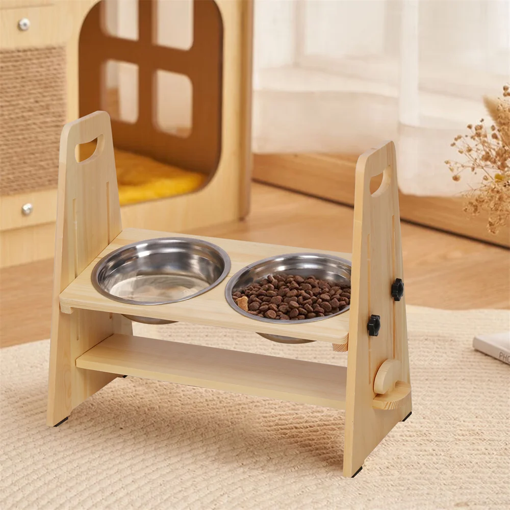 Palo Elevado para Comida y Agua de Perro con Rueda de Ajuste - Estación para Alimentar Grandes, Medianos y Pequeños Canes — imagen 2