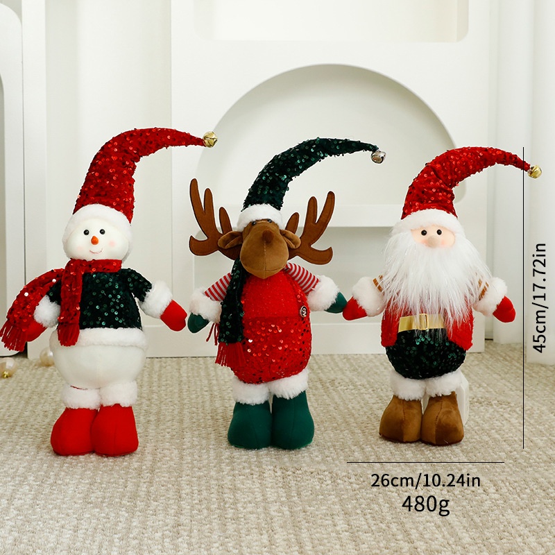 Standalone Christmas Standing Stretch Dolls, Hotel Window Display Snowman Reindeer Plush Toys Decorations — image 19