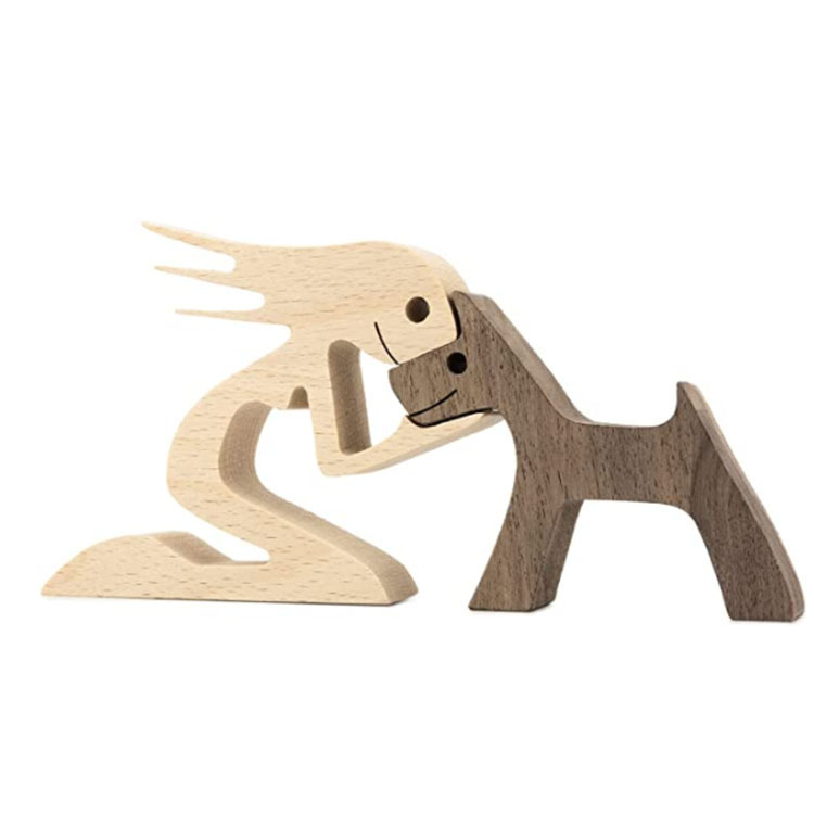 Escultura de Madera para Decoración de Hogar con Perro y Dueño - Regalo de Navidad para Amantes de los Animales — imagen 14