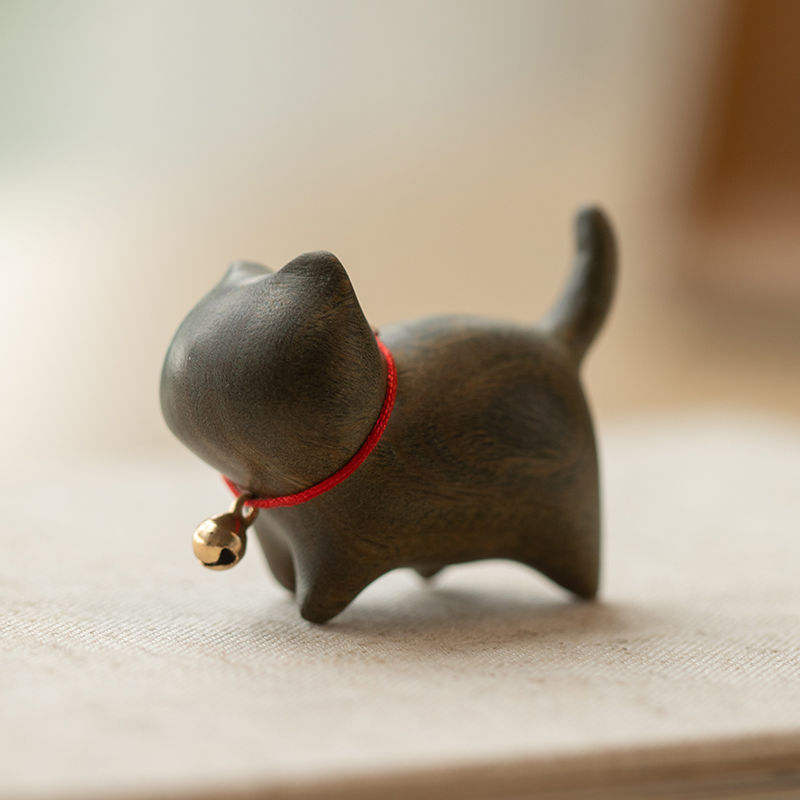 Sandalwood Kitten Ornaments Cute Hippo Mini Wooden Cat Play — image 7