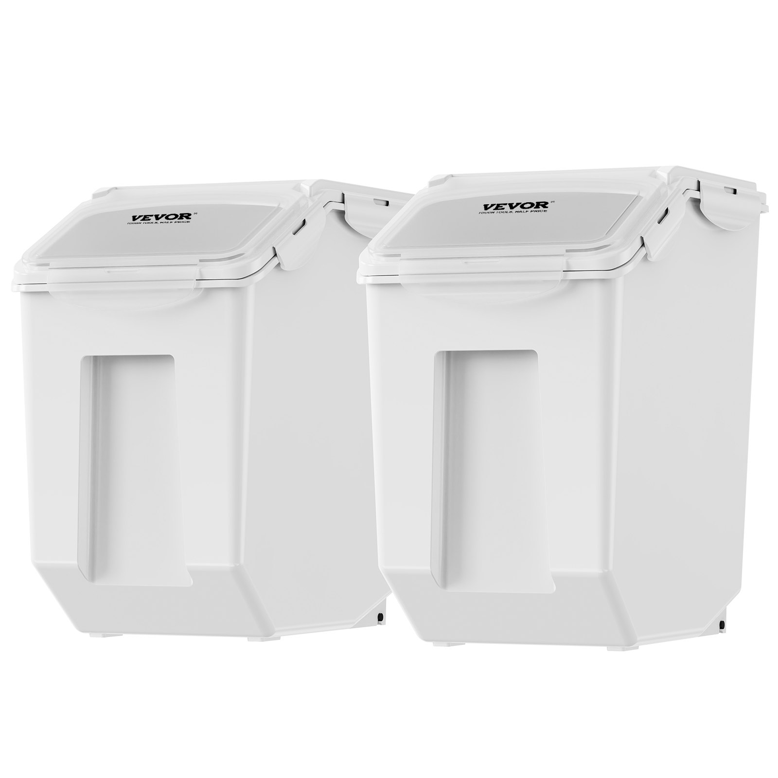 Almacén de Ingredientes con 2 Contenedores de 15L y 2 Cucharas de Medición, Ruedas Adhesivas y Tapón Hermético para Alimentos de Mascotas, Materiales PP para Cocina y Almacenamiento de Arroz, Avena, Harina — imagen 2