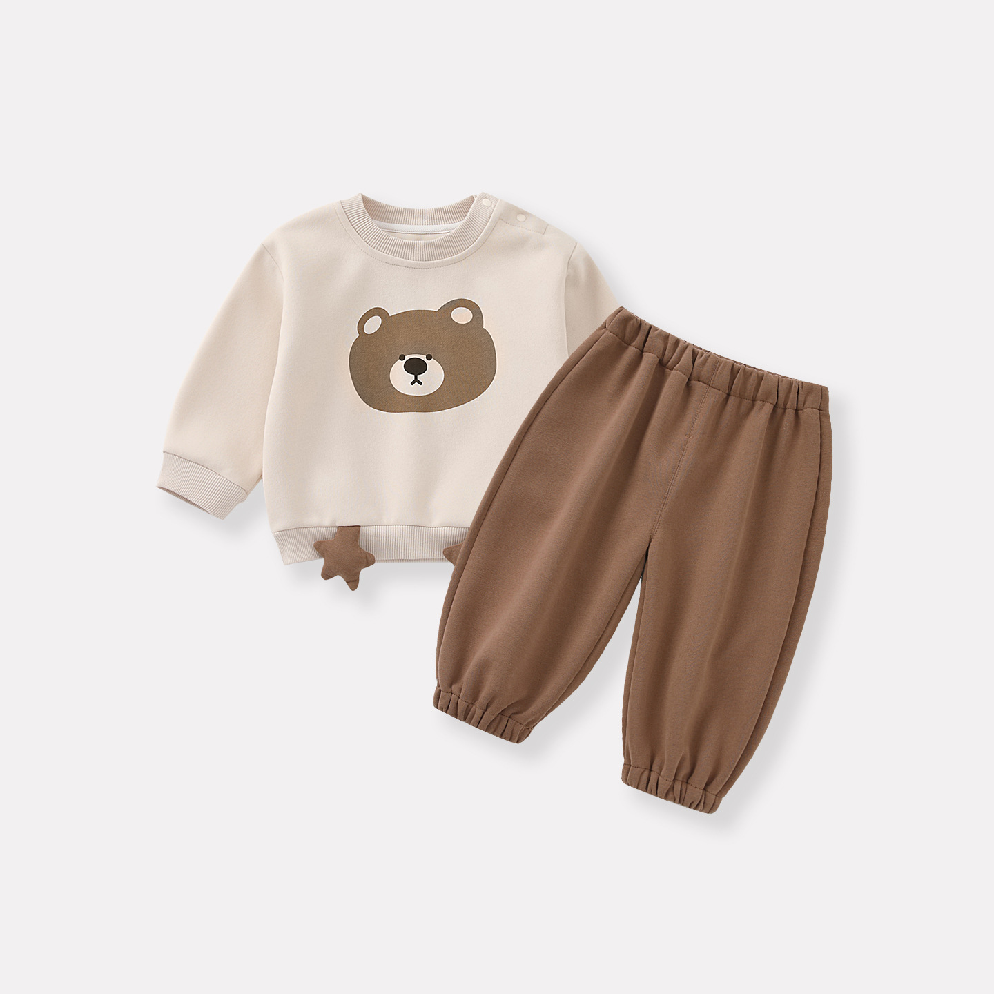 Infant and Toddler Bear Knit Set, Cute Cartoon Hoodie and Pants Two-Piece Outfit — image 7