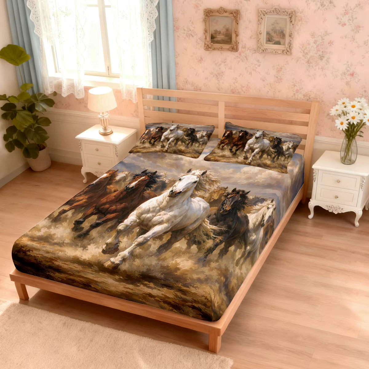 Juego de Sábanas sin Relleno con Estampado de Caballos 3 Piezas, Varios Tamaños, Ropa de Cama Suave y Cómoda, Decoración de Habitación, Lavable a Máquina — imagen 5