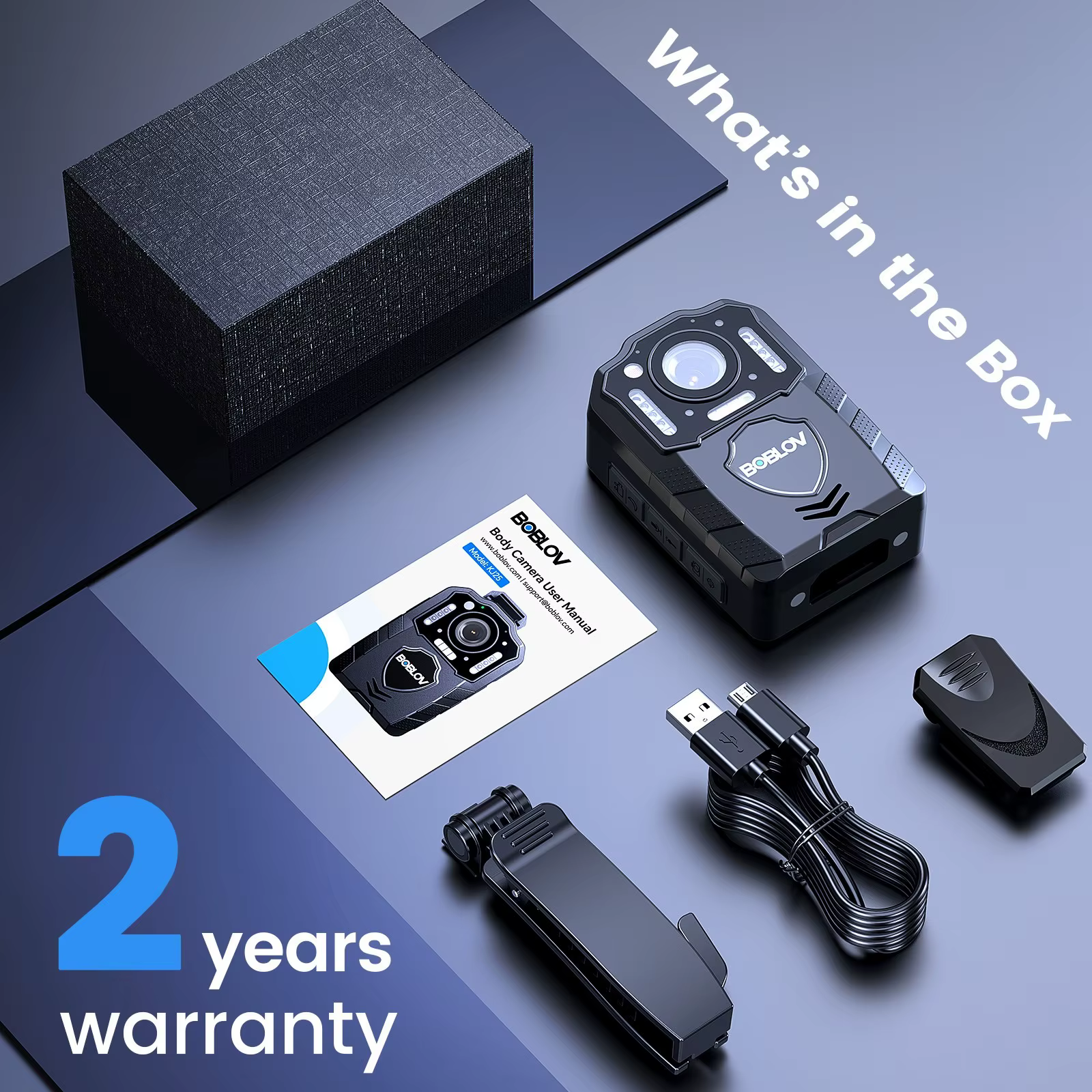 BOBLOV KJ25 1080P Body Camera 10-13H Battery Night Vision Body Cam 3000mAh Battery Built In Light For Hiking Delivery Law Enforcement And Pet Walking — imagen 8