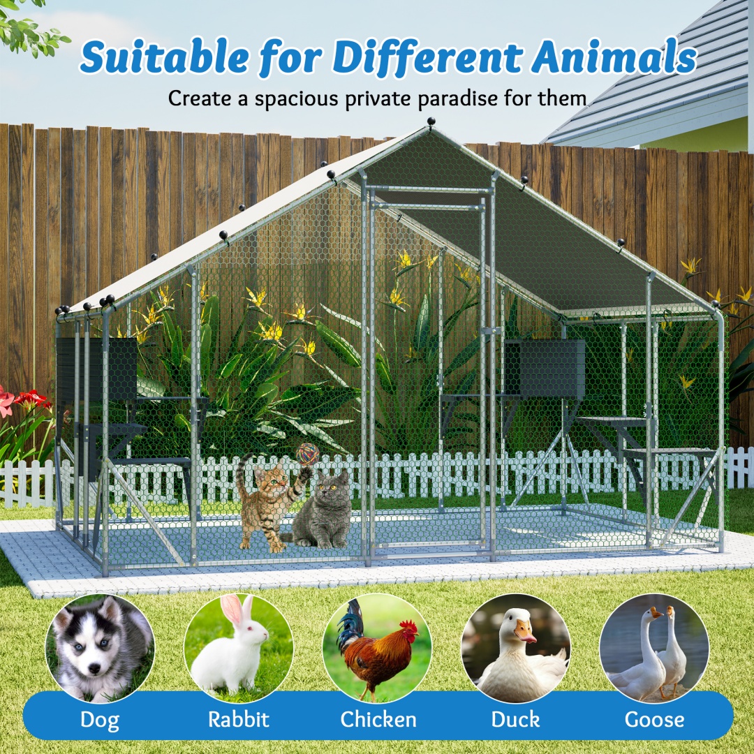 Gabinete de Metal Exterior Resistente 3x2m para Gatos - Plataforma DIY en Madera Sólida, Bloqueo de Seguridad Doble y Mayor Estabilidad, Uso Multi-Animal, Carpa Impermeable Incluida — imagen 4