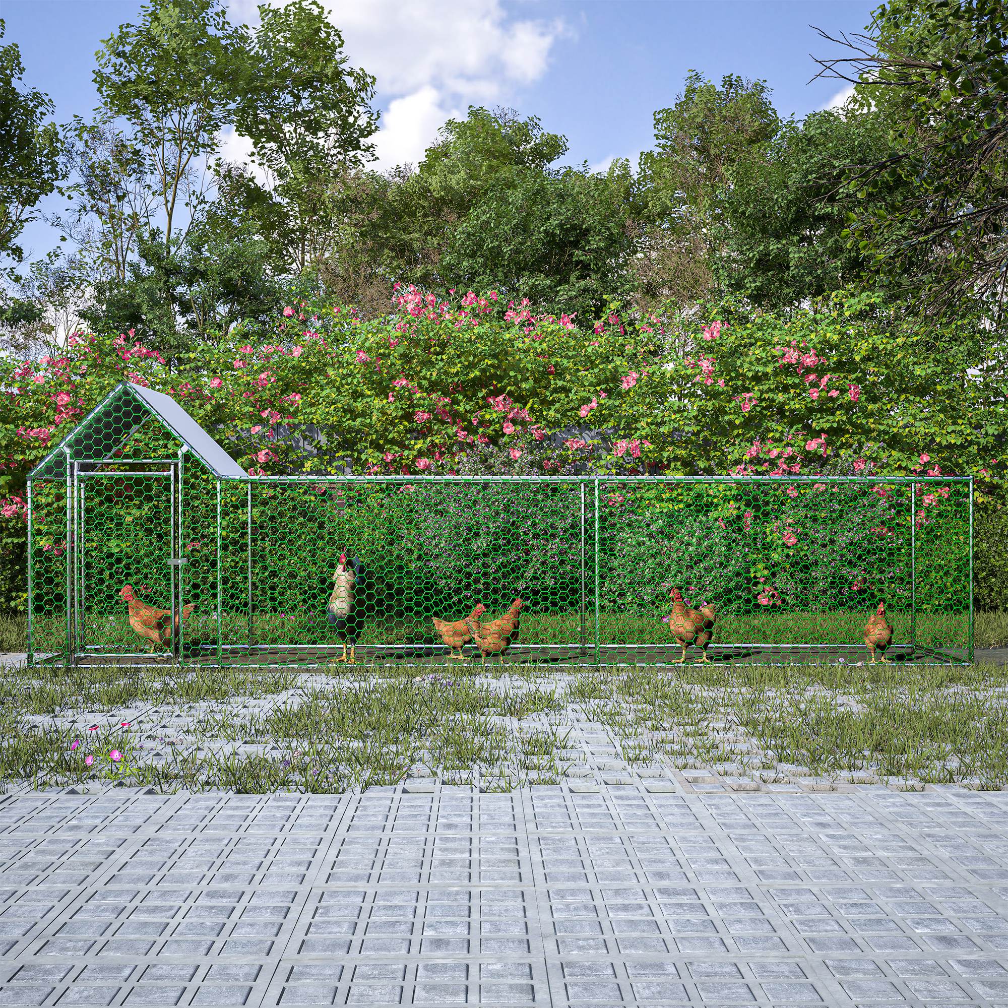 Metal Chicken Coop, Walk-in Chicken Run, Poultry Chicken Hen Pen Cage, Rabbits Duck Cages, With Cover — image 7