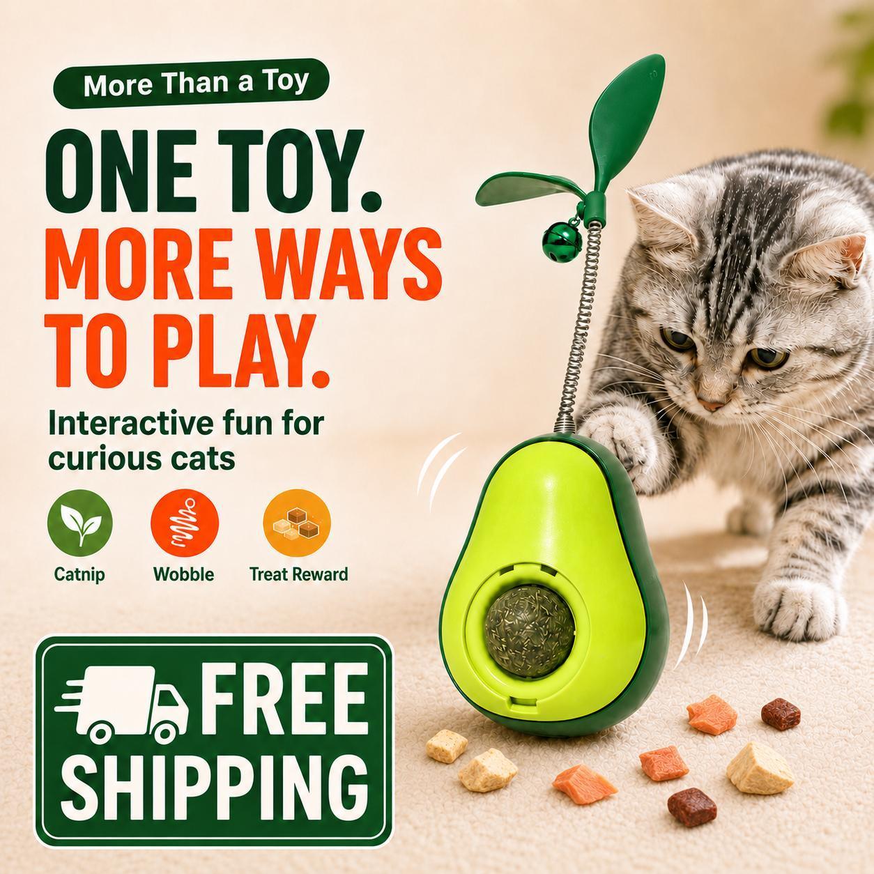 Avocado-Shaped Cat Tumbler Toy Interactive Wobble Toy That Self-Rights Includes Replaceable Feather & Catnip Ball Indoor Toy For Exercise, Entertainment, And Boredom Relief For Kittens — image 16