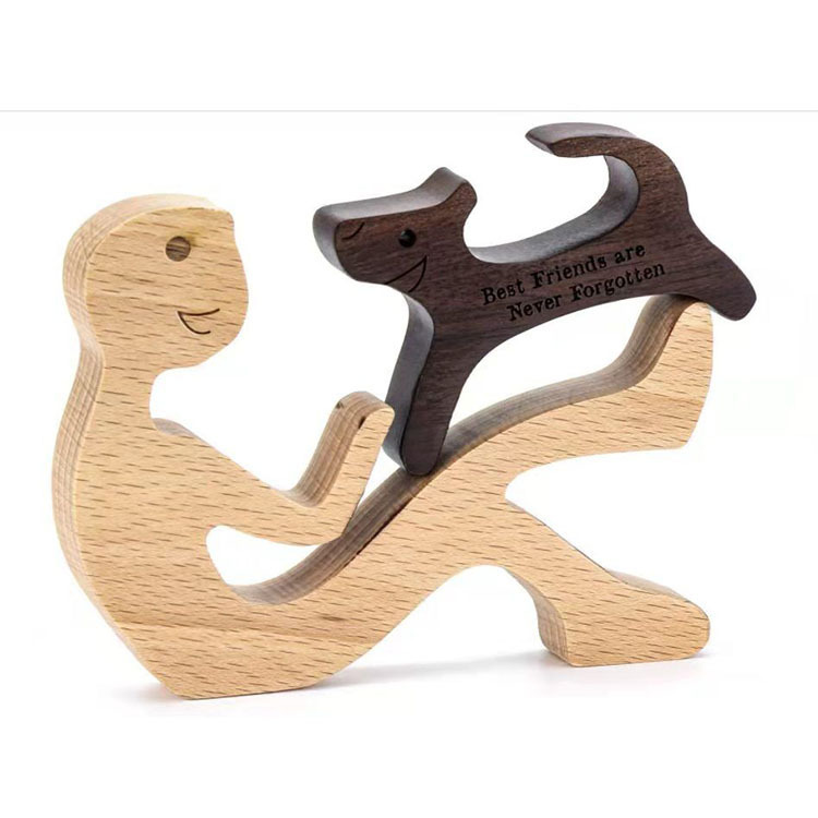 Escultura de Madera para Decoración de Hogar con Perro y Dueño - Regalo de Navidad para Amantes de los Animales — imagen 6