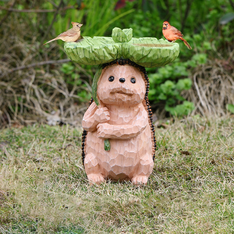 Estatua de Hámster de Resina para Jardín con Hojas y Comida para Pájaros - Decoración Creativa para Regalos o Ornamentos — imagen 1