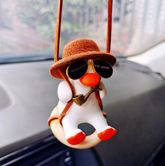 Handgun Cowboy Duck Car Rearview Mirror Pendant Decoration Super Cool Left Wheel Handgun Duck Anime Car Decoration Pendant Swing — image 8