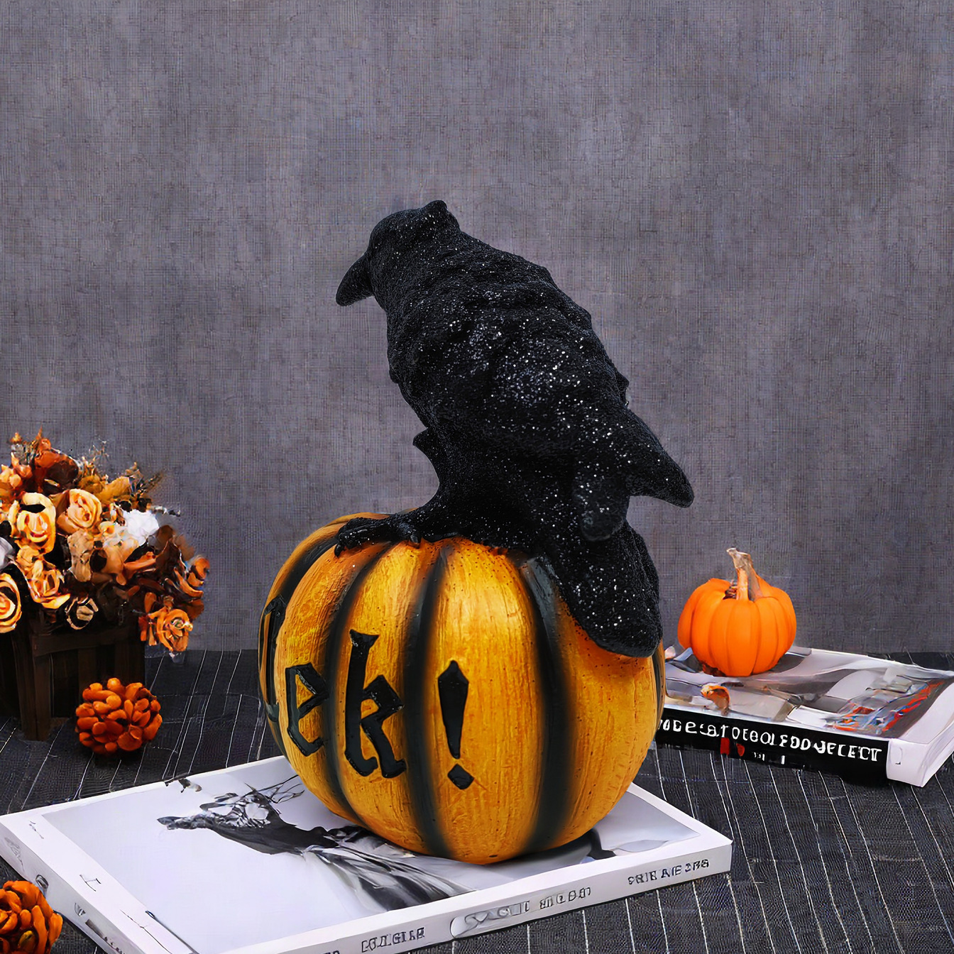 Halloween Crow Pumpkin Ornament Party Ghost Festival Resin Crafts Atmosphere Decoration Props — image 2