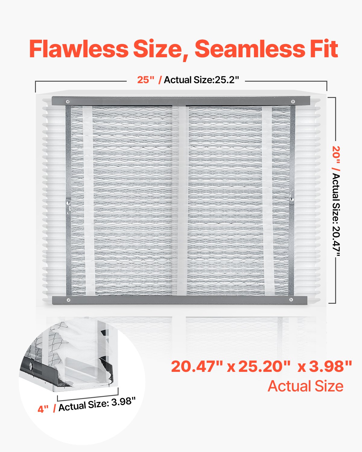 Filtro para Horno de 20 x 25 x 4, Filtros HVAC para Aire Acondicionado MERV 16, Filtros Plisados Electrostáticos de 12 Meses, Paquete de 2 (Tamaño Real: 20.47 x 25.20 x 3.98 Pulgadas) para Capturar Polvo, Smog y Caspa de Mascotas — imagen 4