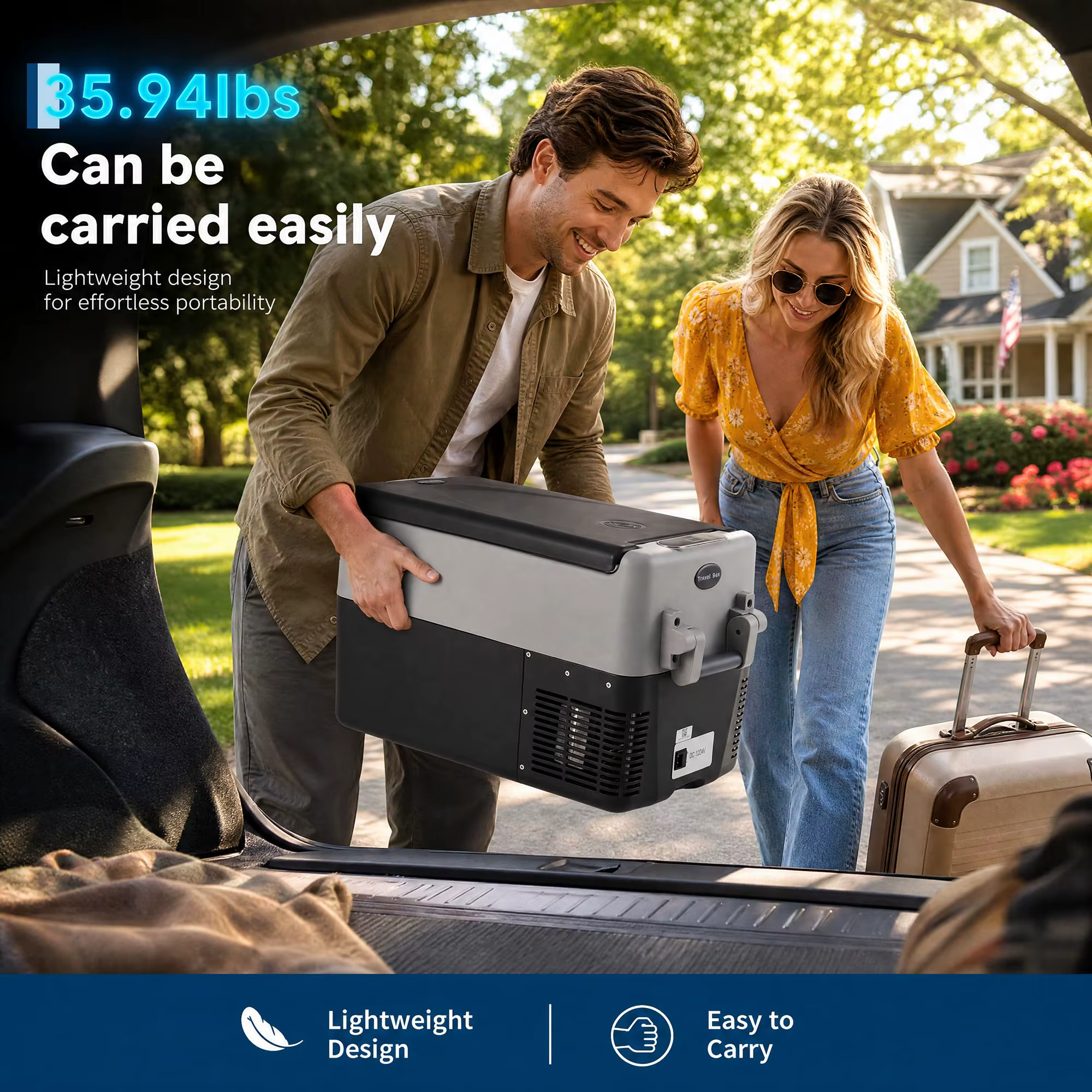 Portable Car Refrigerator 53QT Dual Zone 12V Fridge Freezer With App Control 12/24V DC And 110-240V AC Portable Cooler For Camping Fishing Travel And Home Use — image 7