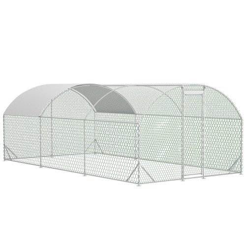 Large Chicken Coop Metal Chicken Run With Waterproof And Anti-UV Cover, Dome Shaped Walk-in Fence Cage Hen House For Outdoor And Yard Farm Use, 1 Tube Diameter, 9.84 X 19.68 X 6.56 — imagen 6