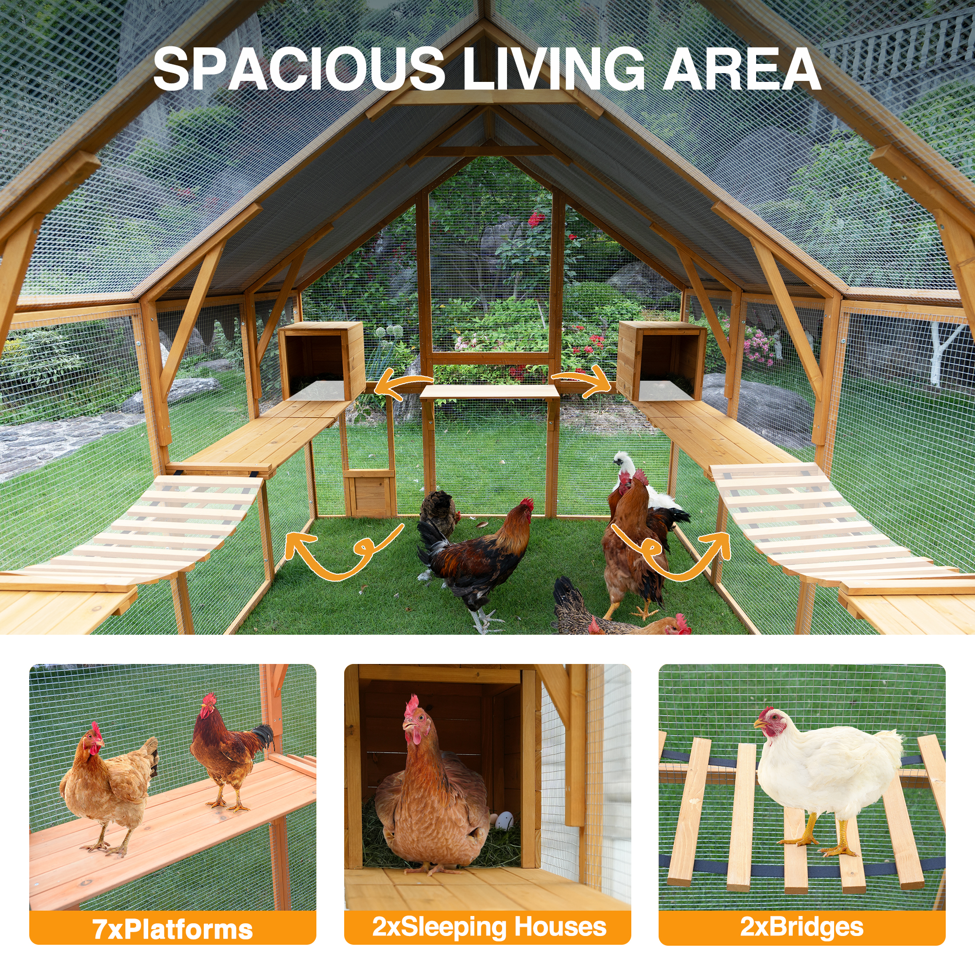 Outdoor Yellow Chicken Coop Enclosures 110 Large Kitten Playpen, Upgrade Waterproof Cover — imagen 5