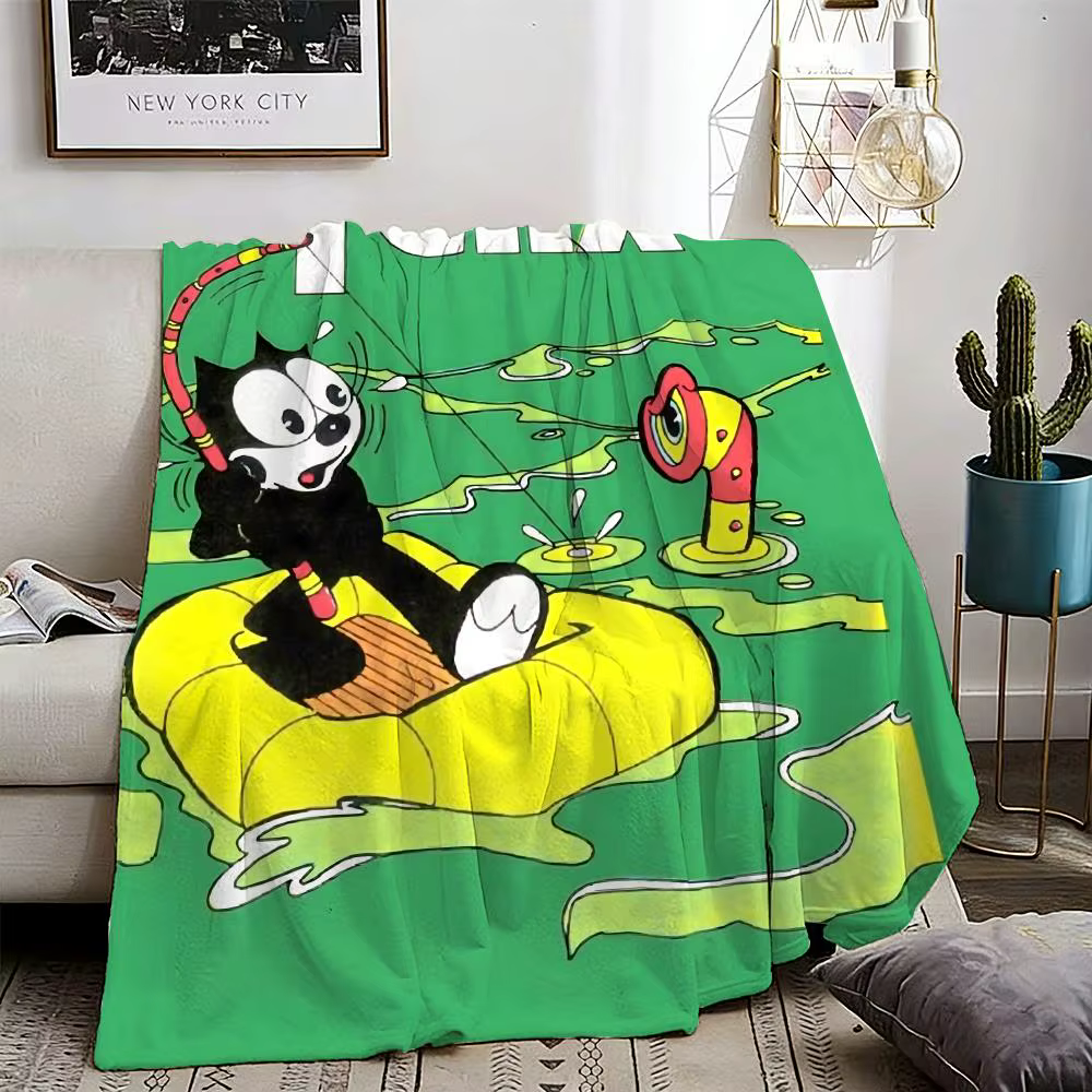Felix the Cat Throw Lightweight 240g Flannel Blanket Soft Skin-friendly for Summer Cooling — image 1