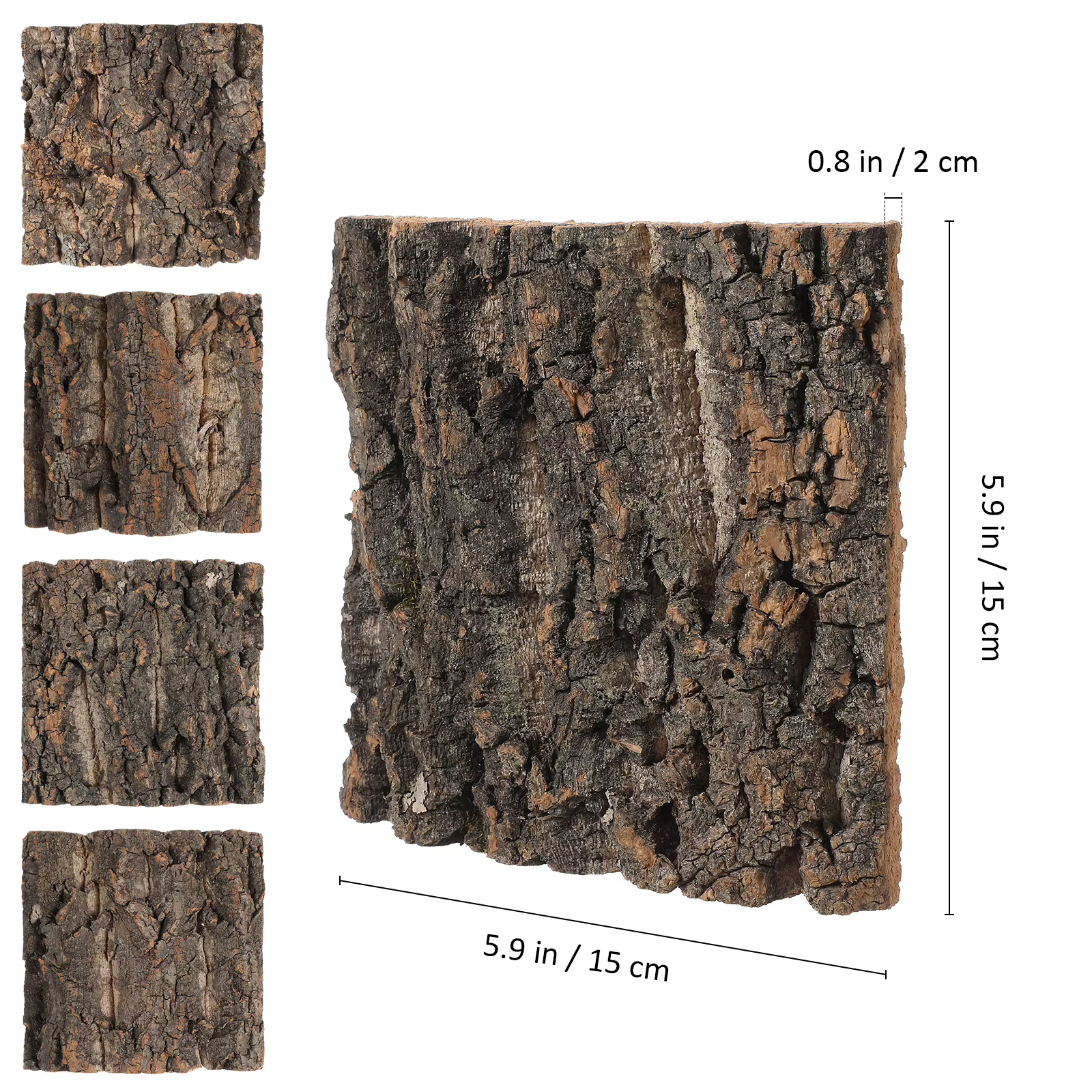 4 Piezas de Fondo de Corteza de Corcho para Terrario, Decoración para Terrario de Reptiles, Fondo de Corteza Natural para Lagartos, Geckos, Dragones Barbudos y Acuarios — imagen 3