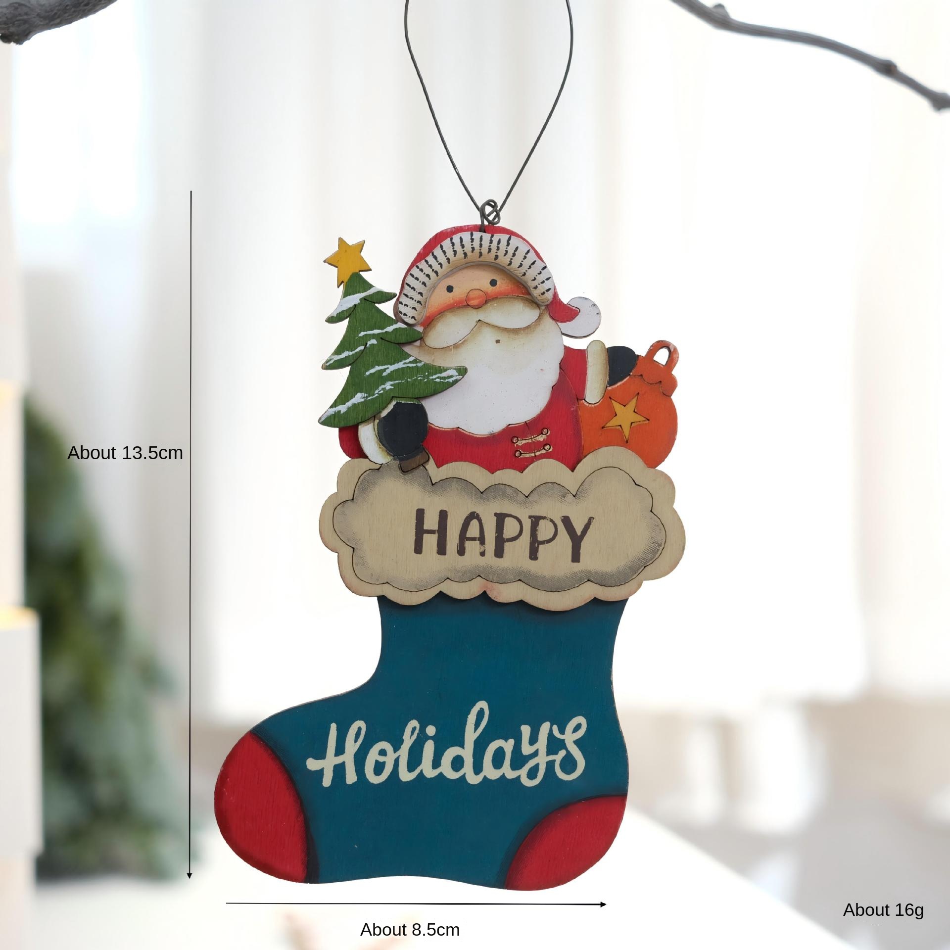 Decoración Navideña de Madera con Santa, Ciervo y Zapatos — imagen 9