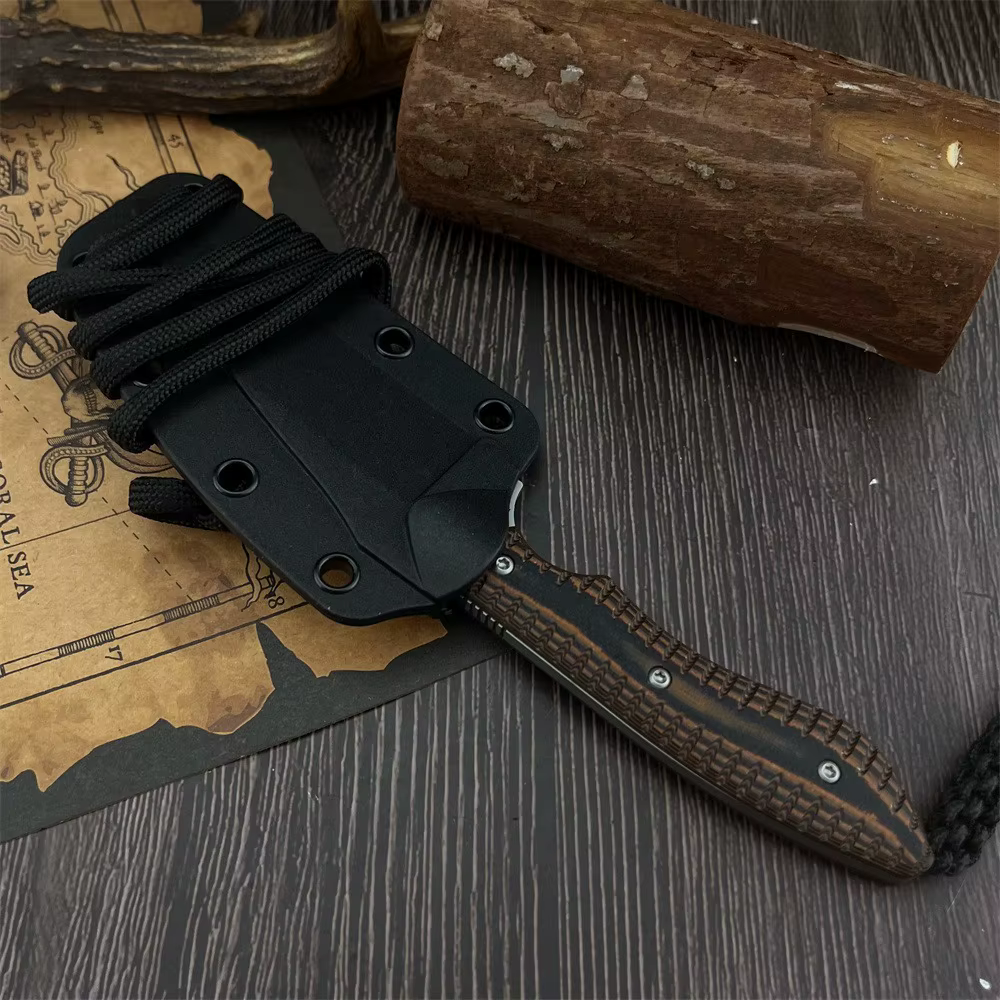 Multifunctional outdoor hiking mountaineering fixed-blade knife 8Cr13Mov blade G10 handle portable camping fishing knife — image 3
