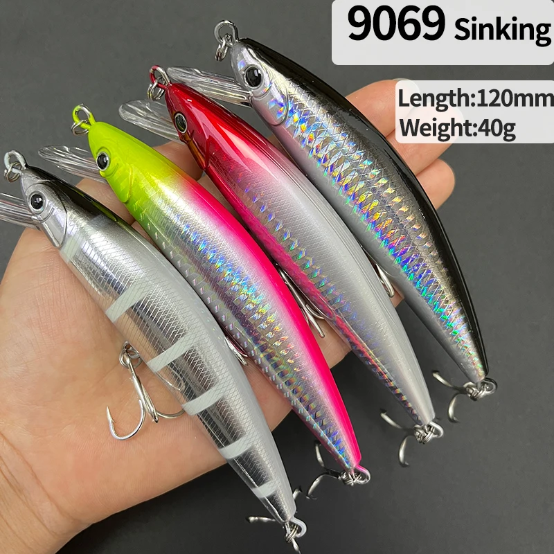 40g 120mm Heavy Sinking Minnow Lures Long Casting Artificial Hard Baits Seabass Trout Swimbait Pesca Wobbler Fishing Equipment — image 1