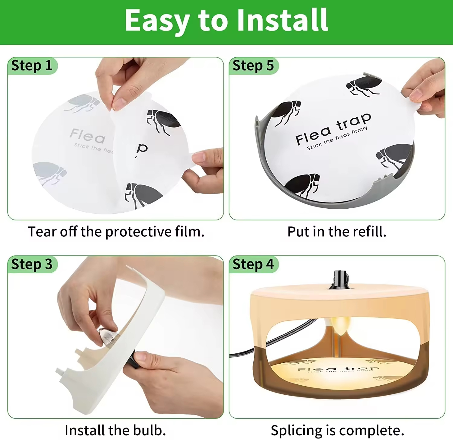 Flea Killer Trap with 2 Glue Discs Pad Bed Bug Trap Light Bulb Safe for Children Pet Dog Cat Best Control for Home House Inside — image 6