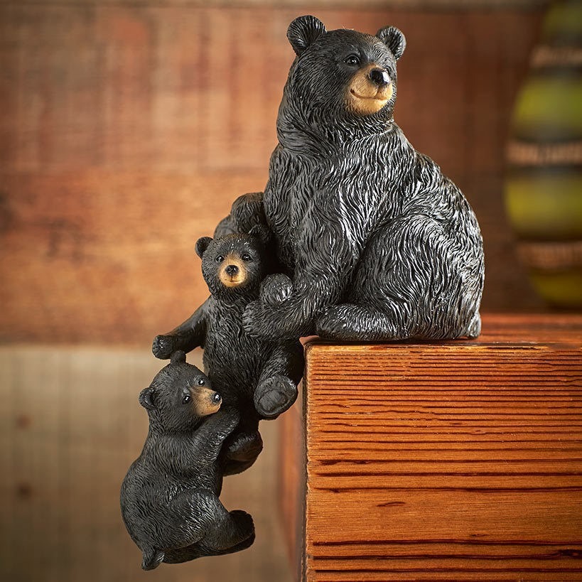 Christmas Dwarf Old Man Lakeside Winter Polar Bear Black Bear Helping Hand Resin Desktop Ornament — image 3