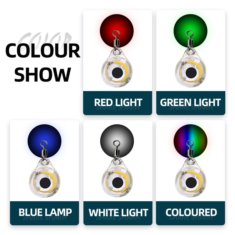 ShareShark 10pcs Mini Led Luz Subacuática Forma Ojo de Calamar Látigo de Pescar con Iluminación para Atraer Peces — imagen 6