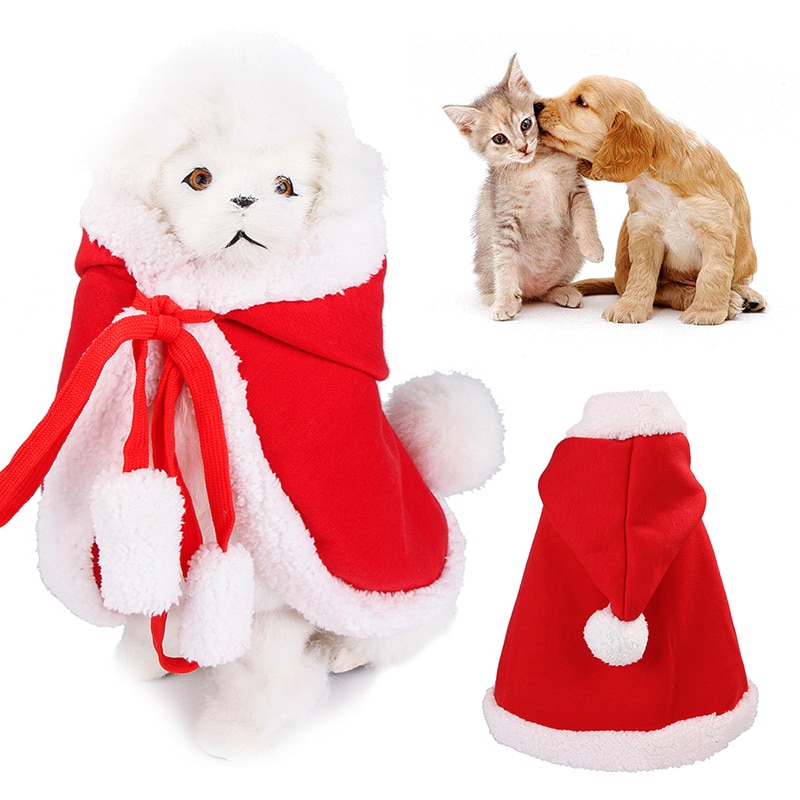 Pet Christmas Hooded Cloak Cute Cats Dogs Xmas Costume Winter Christmas Clothes Small Animal Hooded Cloak Fashion Dog Cat Cloth — image 4