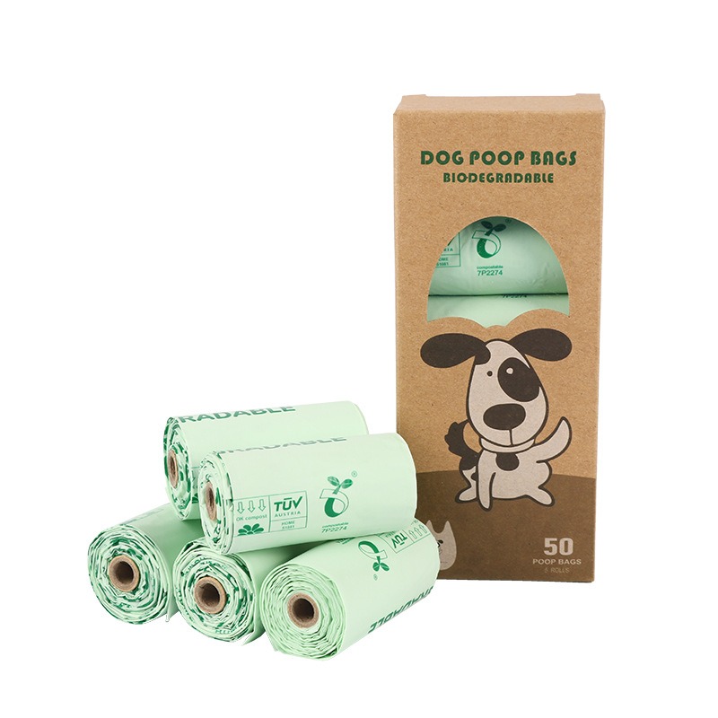 Bolsa de limpieza para mascotas biodegradable hecha de maíz PLA PBAT rollo reutilizable — imagen 4