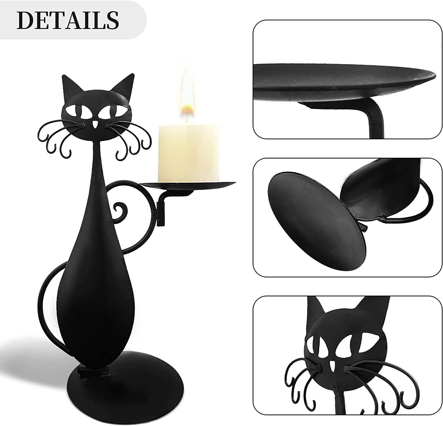 Candilera de Gato Negro - Decoración Rústica Retro para Hogar Rural con Metal — imagen 3