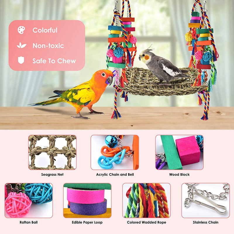 Juguetes para Loros Redil de Escalada y Hammock Medio y Grande Juguete para Caja de Aves — imagen 18