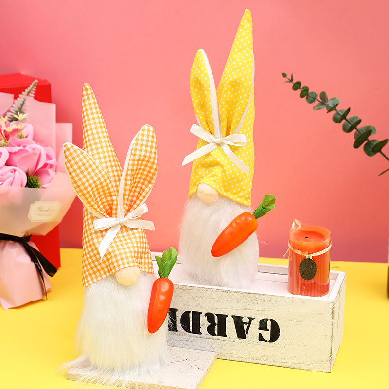Muñeca de conejo sin cara para decoración de Pascua, muñeco de raíz — imagen 3